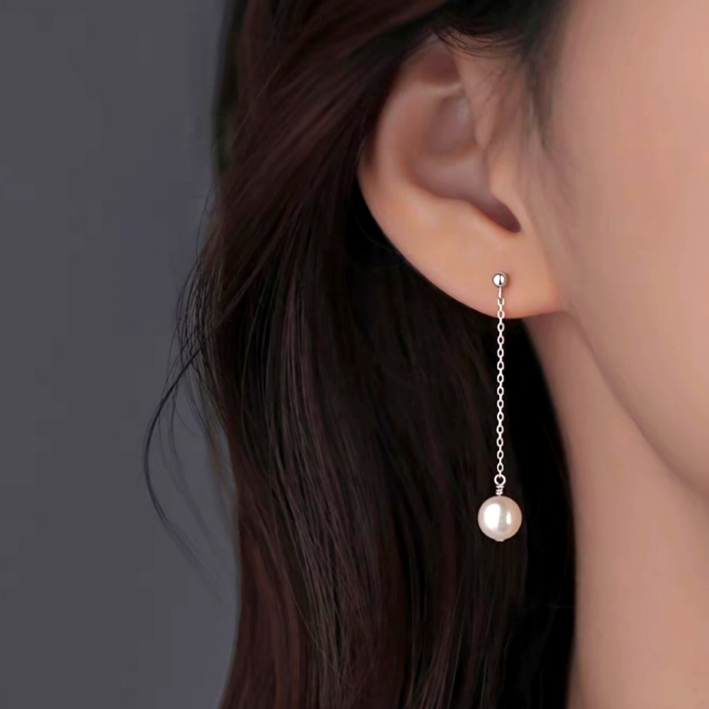 S925 Silver earrings with 8mm pearls